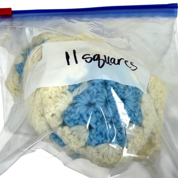 Crochet Granny Square Lot 60+ Squares In Yellow/Blue Crafting Or Blanket Making - Picture 4 of 7